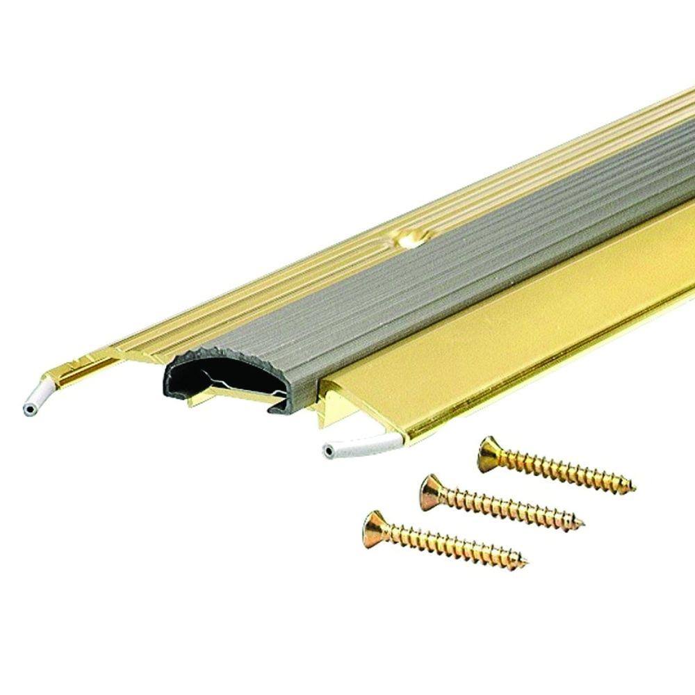 M-D Building Products Deluxe Low 3-3/4 in. x 84-1/2 in. Brite Gold Aluminum Threshold with Vinyl 5FBE4K_J9GD