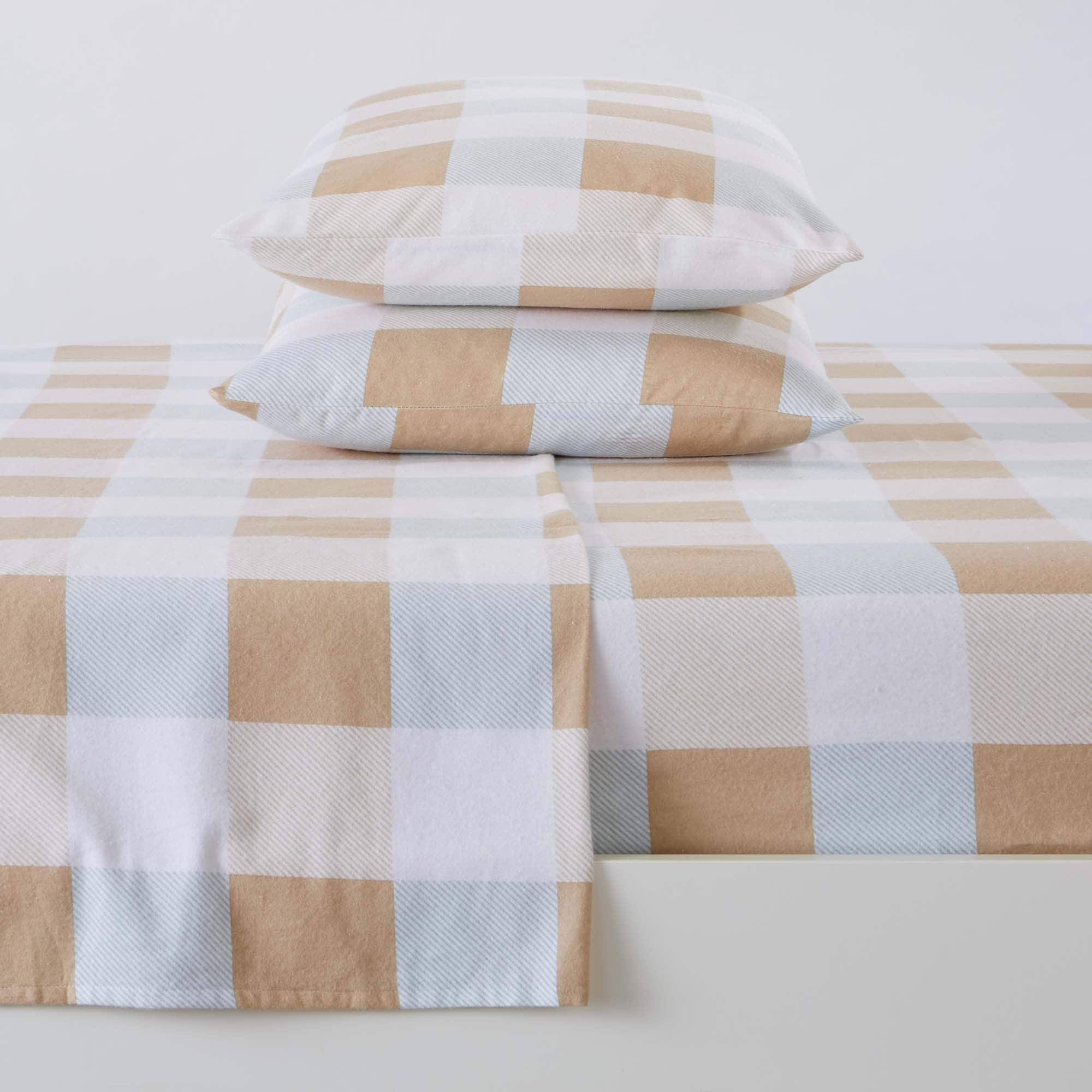 Great Bay Home 100% Cotton Flannel Buffalo Check Sheet Set Cal King Taupe / ZEWOEJ_Q24Q Great Bay Home 100% Cotton Flannel Buffalo Check Sheet Set Cal King Taupe / ZEWOEJ_Q24Q