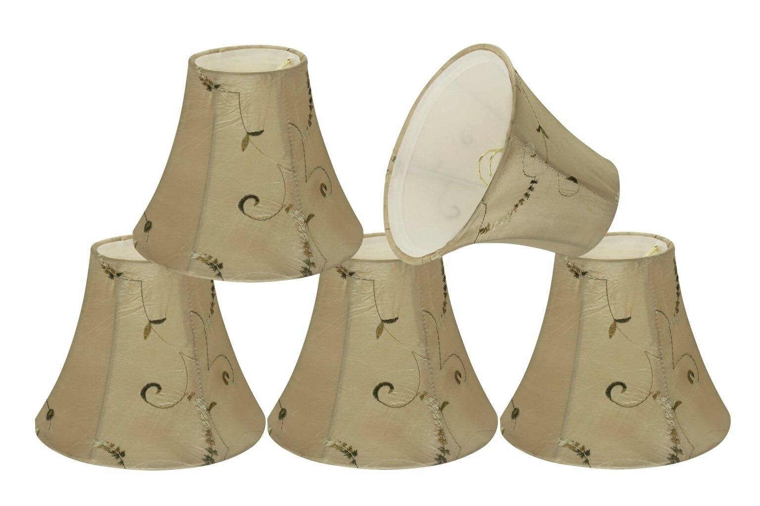Aspen Creative CORPORATION 6 in. x 5 in. Gold/Floral Embroidered Design Bell Lamp Shade (5-Pack) 7LED6S_VSX8