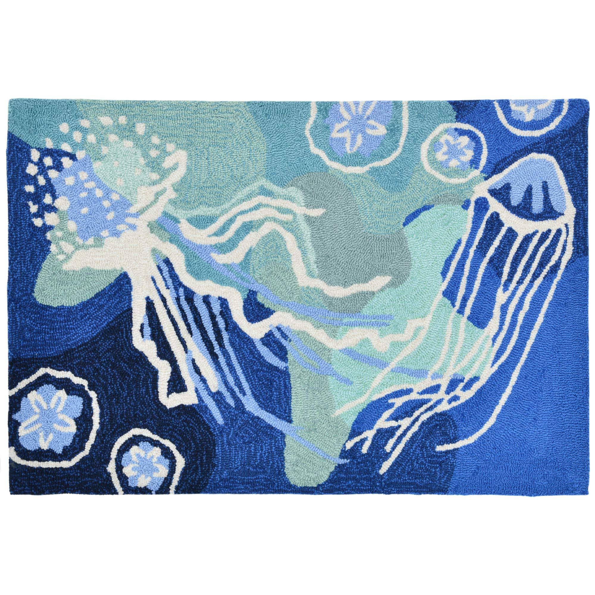 Liora Manne Capri Jelly Fish Indoor/Outdoor Rug IOKUDF_UWBH Liora Manne Capri Jelly Fish Indoor/Outdoor Rug IOKUDF_UWBH
