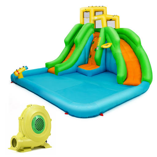 Inflatable Water Park Bounce House Two-Slide Bouncer w/Climbing Wall 480W IGRNIB_WNNI