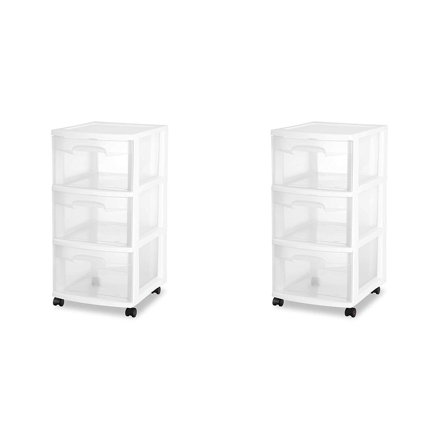 Sterilite 28308002 3 Drawer Cart White Frame with Clear Drawers and - JZW7P6_6ZHL Sterilite 28308002 3 Drawer Cart White Frame with Clear Drawers and - JZW7P6_6ZHL