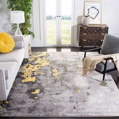 Costa Mesa Power Loom Gray/Yellow Rug Trent Austin Design Rug Size: Rectangle 8' x 10' JCZLLF_X1UZ Costa Mesa Power Loom Gray/Yellow Rug Trent Austin Design Rug Size: Rectangle 8' x 10' JCZLLF_X1UZ