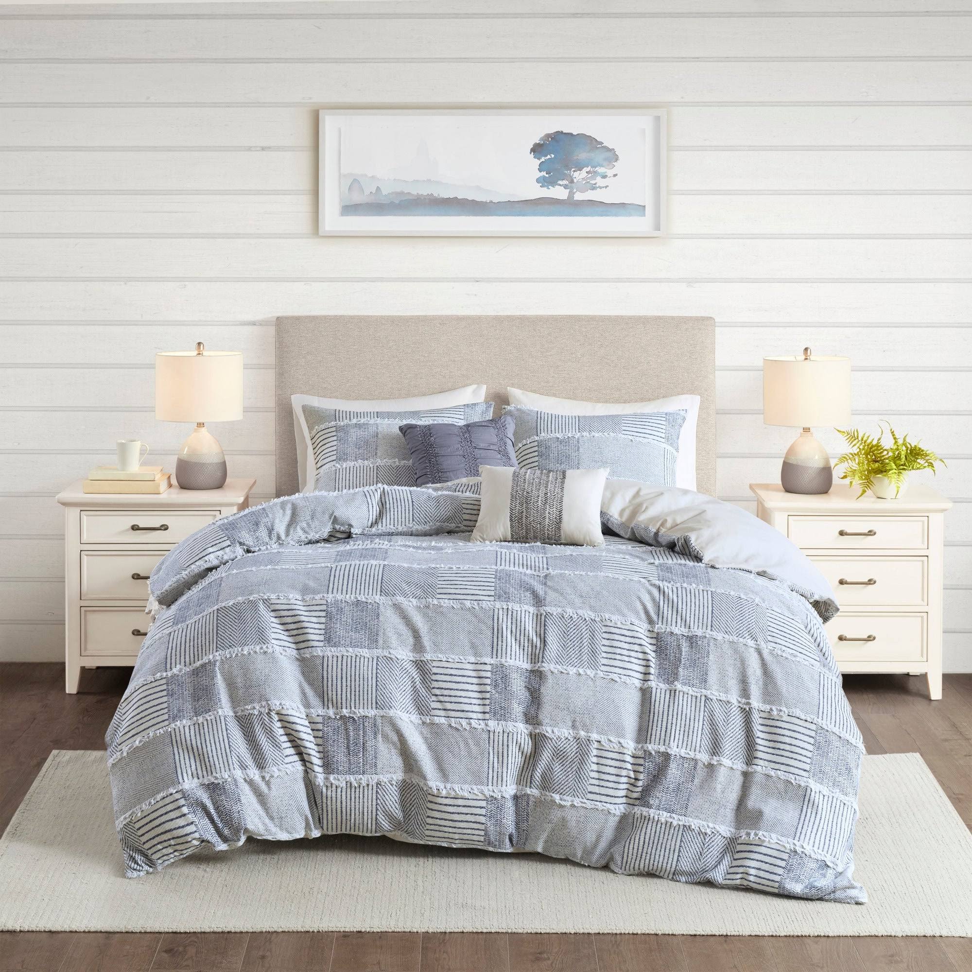 Madison Park Aiden 5 Piece Cotton Clipped Comforter Set - Blue - King - Cal IUXBPA_ADGQ Madison Park Aiden 5 Piece Cotton Clipped Comforter Set - Blue - King - Cal IUXBPA_ADGQ