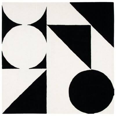 Dave Geometric Handmade Tufted Wool Ivory/Black Area Rug AllModern Rug Size Square 6' BMARZH_UC8I
