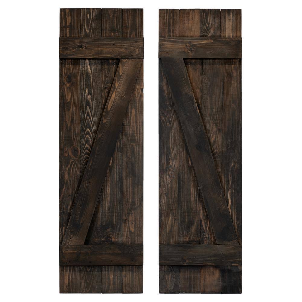 Dogberry Collections 14 in. x 36 in. Wood Z Board and Batten Shutters Pair in Slate JOTUAF_42LE Dogberry Collections 14 in. x 36 in. Wood Z Board and Batten Shutters Pair in Slate JOTUAF_42LE