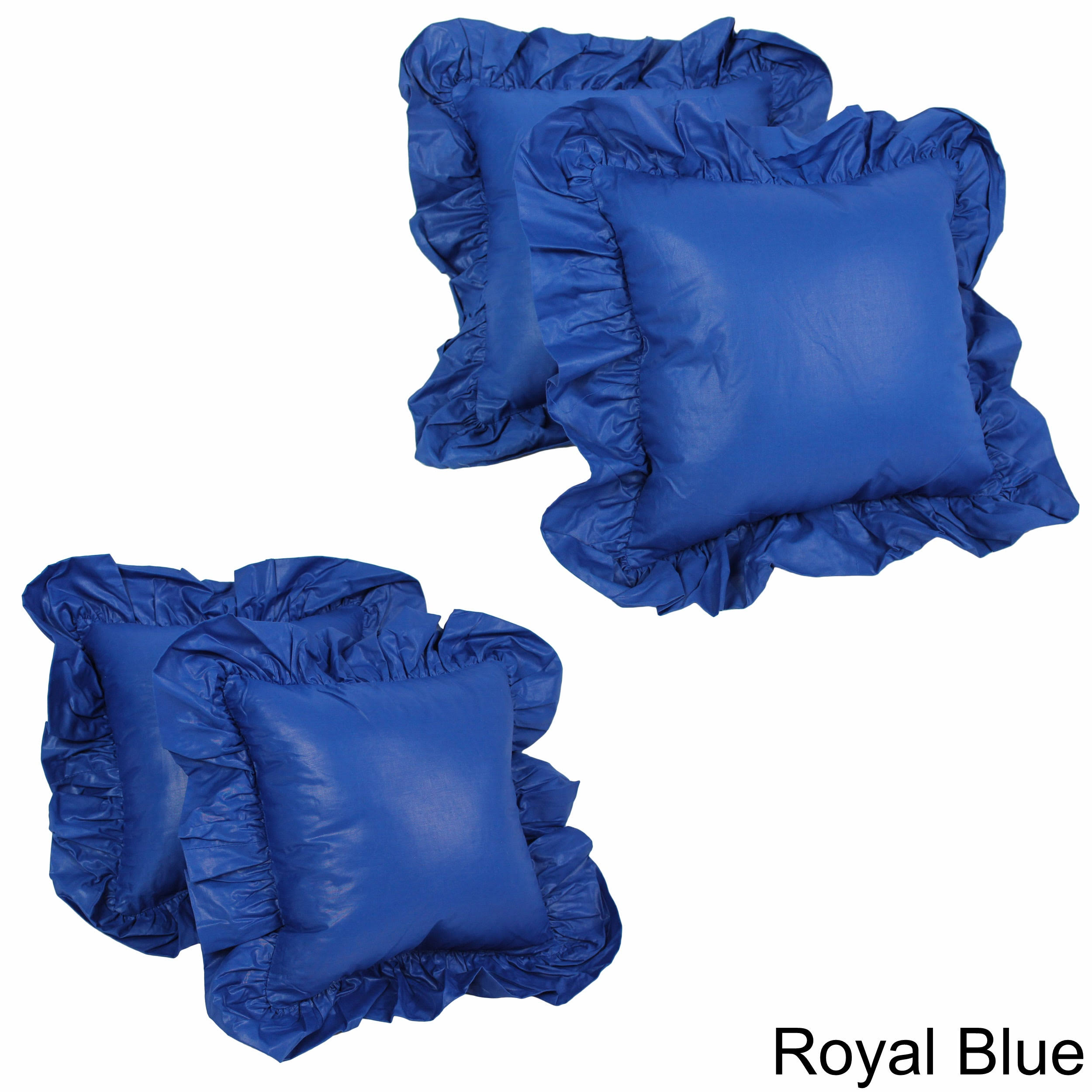 Blazing Needles Ruffled Throw Pillows (Set of 4), Royal HXRG3Q_RXFR