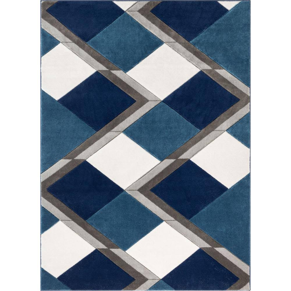 Well Woven Good Vibes Nora Blue Modern Geometric Lines 3'11 inch x 5'3 inch High-Low Area 6QX6KN_UUXZ