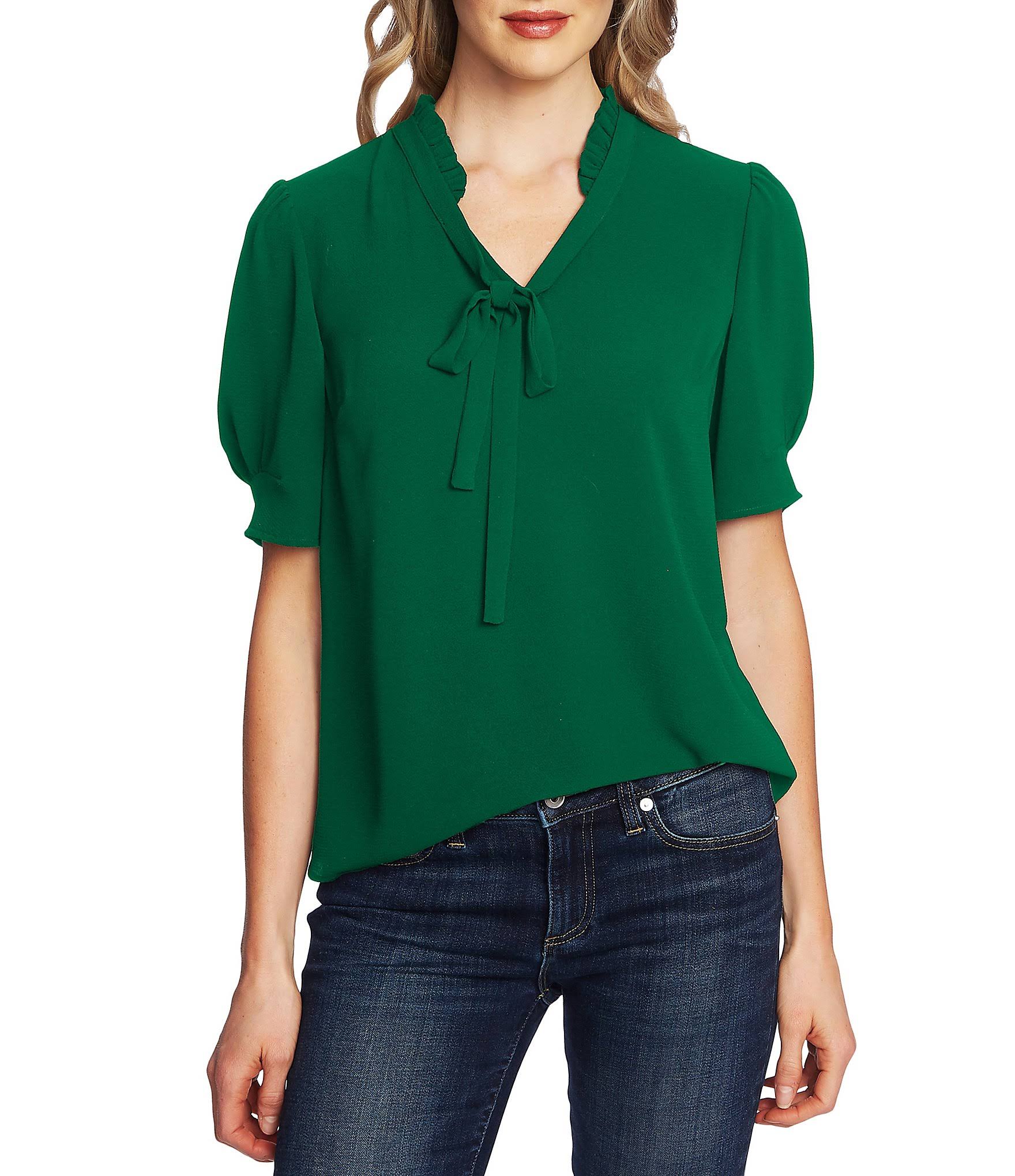 Cece Ruffled V-Neck Tie Top - Lush HZTIRB_YK3J
