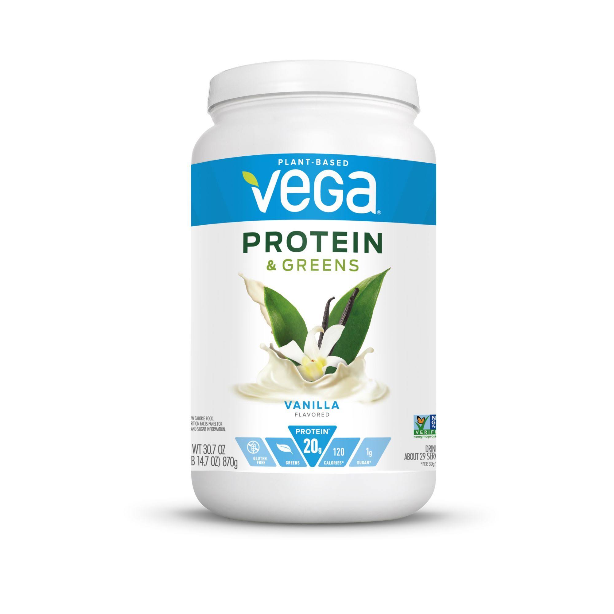 Vega Protein Greens, Vanilla Flavored, 30.7 oz. GFOYFK_LBE8 Vega Protein Greens, Vanilla Flavored, 30.7 oz. GFOYFK_LBE8